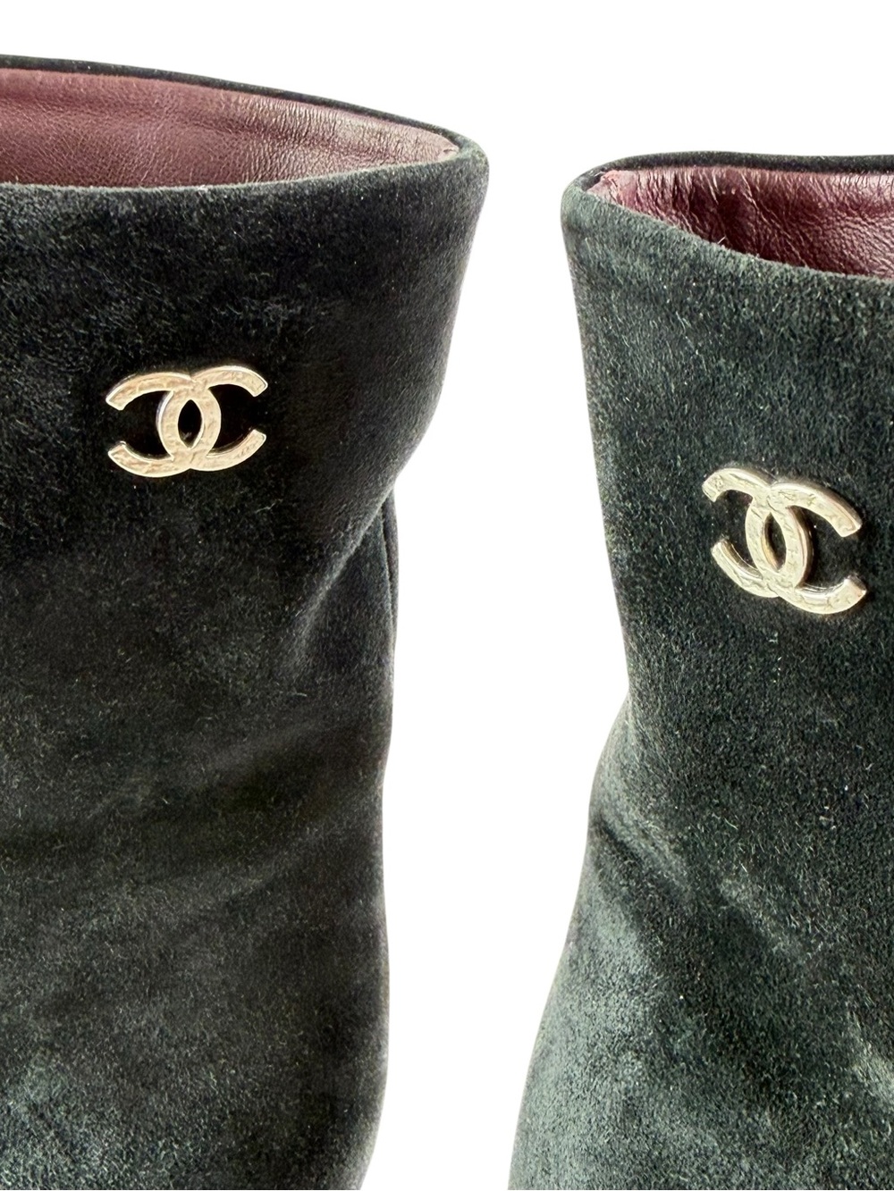 CHANEL Black Suede CC Calfskin Short Boots Made in Italy Marked as 36 - 6US - Picture 8 of 15